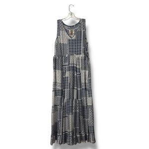 Johnny Was Pete & Greta Rinit Maxi Dress Womens M Boho Print Resort NO SLIP